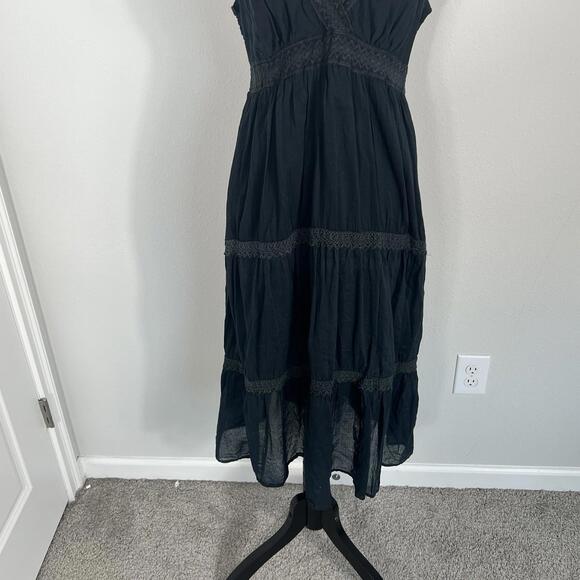 Jackpot Y2K Midi Dress Black Crochet Cottage Boho Granny Gypsy Fairy Size XL - Picture 3 of 6